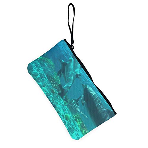 Yuanmeiju Monedero Unisex de Lona con Cremallera de delfín, Bolsa de Maquillaje