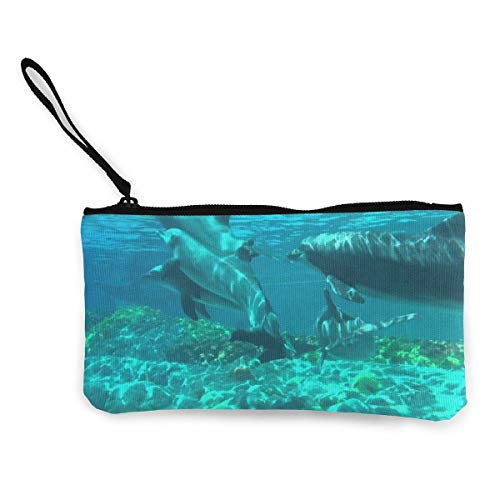Yuanmeiju Monedero Unisex de Lona con Cremallera de delfín, Bolsa de Maquillaje