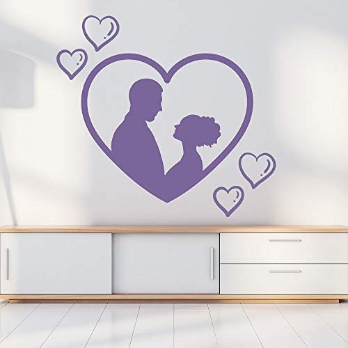 YuanMinglu Pareja de Todo corazón Etiqueta de la Pared Pegatina Pareja decoración de la habitación del hogar Arte de la Pared 57x49cm