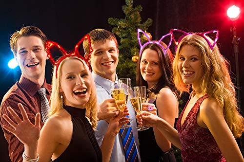 Yuccer Diadema Orejas de Gato luz LED Diadema Headwear Decoración Accesorio Mujeres Niñas Halloween Fiesta Luminosos Juguetes Neón Party Favors 20 Pcs (Color Aleatorio)