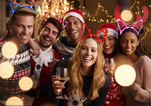 Yuccer Diadema Orejas de Gato luz LED Diadema Headwear Decoración Accesorio Mujeres Niñas Halloween Fiesta Luminosos Juguetes Neón Party Favors 20 Pcs (Color Aleatorio)