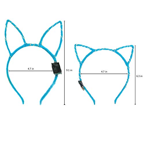 Yuccer Diadema Orejas de Gato luz LED Diadema Headwear Decoración Accesorio Mujeres Niñas Halloween Fiesta Luminosos Juguetes Neón Party Favors 20 Pcs (Color Aleatorio)