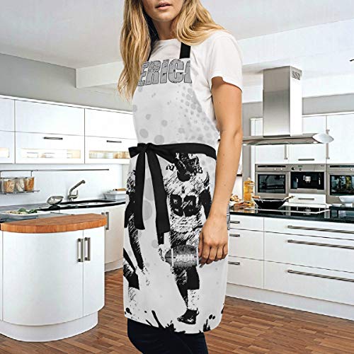 YUDILINSA Delantal Personalizado, nuevos Delantales creativos Delantal de Calidad Profesional,Grungy Imagen de fútbol Americano Equipo Internacional Copa del Mundo Juego Inicial Juego Speed ​​Vic