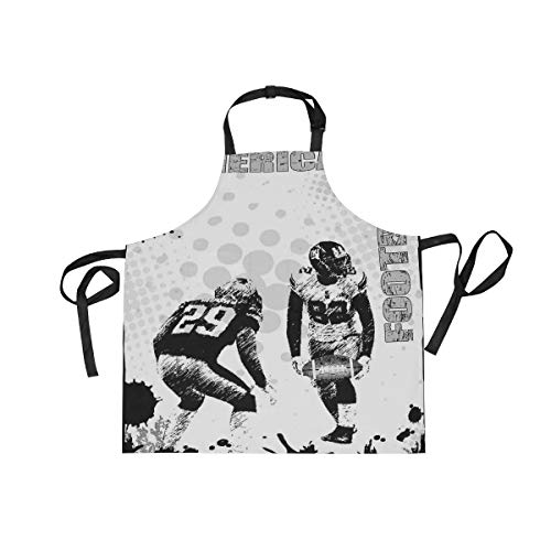 YUDILINSA Delantal Personalizado, nuevos Delantales creativos Delantal de Calidad Profesional,Grungy Imagen de fútbol Americano Equipo Internacional Copa del Mundo Juego Inicial Juego Speed ​​Vic
