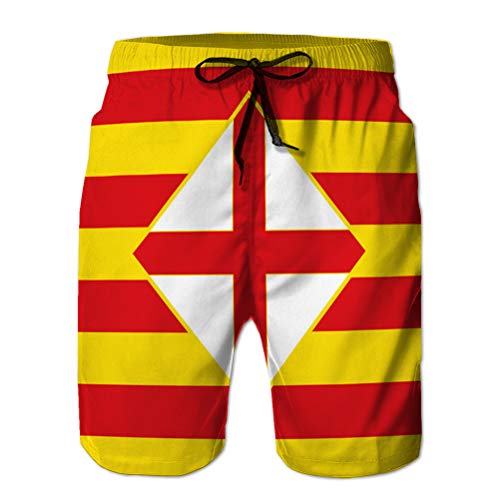 Yuerb Shorts de baño de Playa para Hombre con Bolsillo Bandera de Barcelona es una Provincia de españa