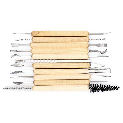 Yuhtech Juego de 11 Herramientas de cerámica para modelar y tallar