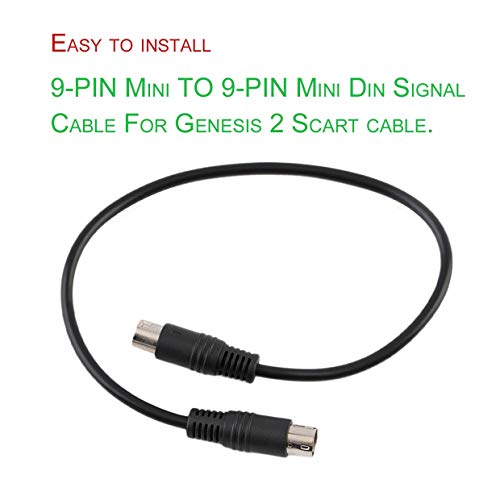 YUIO Color Negro 9-Pin Mini TO 9-Pin Mini DIN Cable de señal para Genesis 2 Scart Cable Línea de señal de promoción Caliente (Negro)