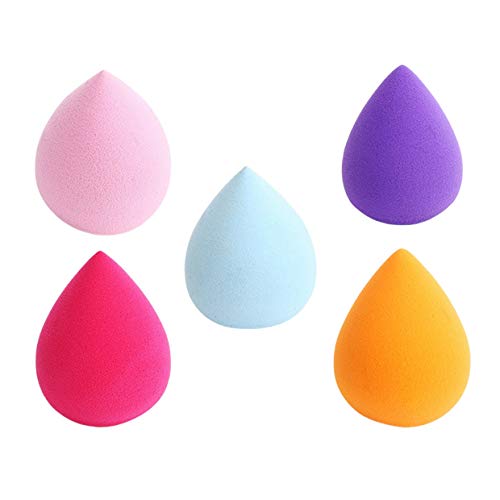 YUIO® Set de esponja de maquillaje de 5 piezas Blender Beauty Foundation Esponja de mezcla impecable para esponjas de maquillaje líquidas multicolores (rosa claro/rosa rojo/amarillo)
