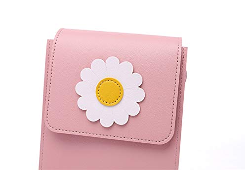 YuJian12 Billetera de Mujer PU Bolsa de teléfono móvil Hombro Oblicuo Bolsa de cosméticos Sun Flower Multicolor Cremallera Bolsa de la Moneda (Color : Black)