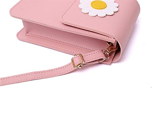 YuJian12 Billetera de Mujer PU Bolsa de teléfono móvil Hombro Oblicuo Bolsa de cosméticos Sun Flower Multicolor Cremallera Bolsa de la Moneda (Color : Black)