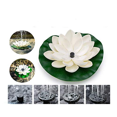 YUJISO Fuente de agua solar con función de fuente de 1,2 W de flor de loto, sumergible al aire libre, para el baño de pájaros, estanque pequeño, piscina, jardín