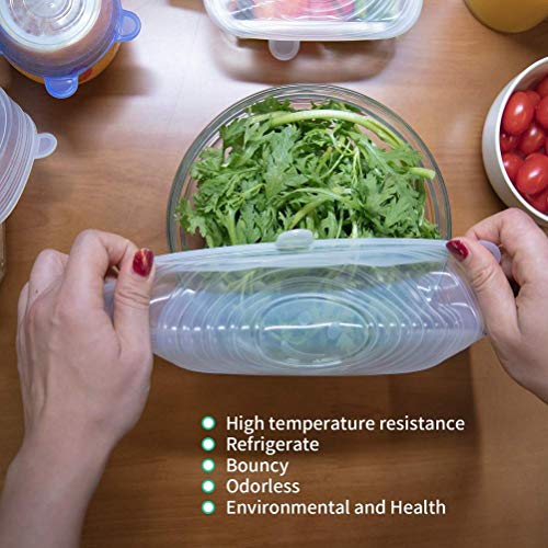 Yungo Tapas de Silicona Elásticas 2 x 6 Paquetes de Varios TamañOs de Fundas para Tazones de Silicona para Conservación de Alimentos, Lavavajillas, Boles o Tarros