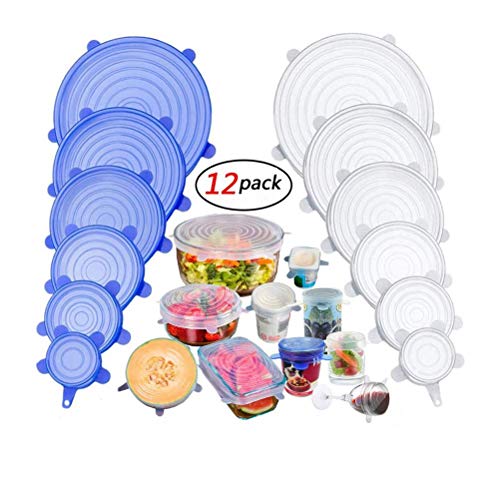 Yungo Tapas de Silicona Elásticas 2 x 6 Paquetes de Varios TamañOs de Fundas para Tazones de Silicona para Conservación de Alimentos, Lavavajillas, Boles o Tarros