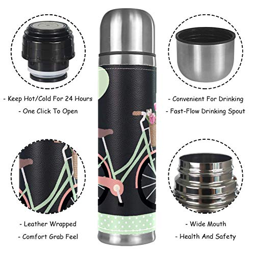 Yuzheng Bicicletas Románticas Termo Inoxidable con Tapa Acero Inoxidable Taza/matraz Vaso con Aislamiento al vacío Vaso de Viaje Mejor Regalo para niños 500ml