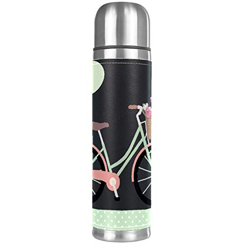 Yuzheng Bicicletas Románticas Termo Inoxidable con Tapa Acero Inoxidable Taza/matraz Vaso con Aislamiento al vacío Vaso de Viaje Mejor Regalo para niños 500ml