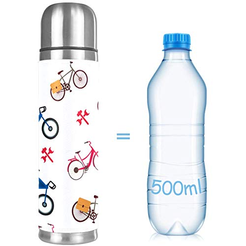 Yuzheng Patrón de Bicicleta Termo Inoxidable con Tapa Acero Inoxidable Taza/matraz Vaso con Aislamiento al vacío Vaso de Viaje Mejor Regalo para niños 500ml