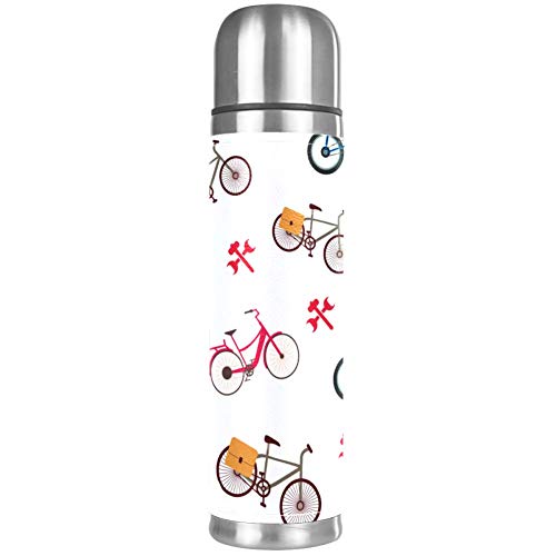 Yuzheng Patrón de Bicicleta Termo Inoxidable con Tapa Acero Inoxidable Taza/matraz Vaso con Aislamiento al vacío Vaso de Viaje Mejor Regalo para niños 500ml