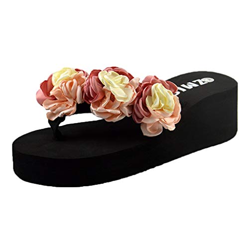 Yvelands Mujer Muffin Wedge Zapatillas Sandalias Baño en casa Playa Chanclas Zapatos(Rosado,41)