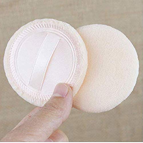 YWAWJ Puff en Polvo for la Cara del Cuerpo o Material de Esponja y Terciopelo de algodón for bebés con Mango Satinado Uso for Polvo en Polvo 2Pcs / Set