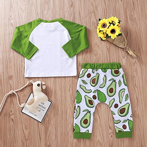 YWLINK Traje De Bebe Recien Nacido Camiseta Carta Superior Sudaderas De Deporte+PantalóN Estampado Aguacate CóModo Y Suave Ropa para Dormir Y Batas Conjuntos Deportivos(Blanco,0-6 meses/70)
