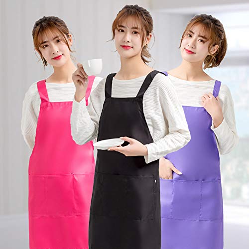 YXDZ Delantal De Color Sólido Europeo Moda Uñas Madre Y Bebé Cafetería Centro Comercial Camarero Delantal Antiincrustante Uniformes Esteticista Babero Rosa