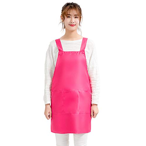 YXDZ Delantal De Color Sólido Europeo Moda Uñas Madre Y Bebé Cafetería Centro Comercial Camarero Delantal Antiincrustante Uniformes Esteticista Babero Rosa