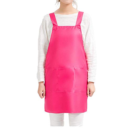 YXDZ Delantal De Color Sólido Europeo Moda Uñas Madre Y Bebé Cafetería Centro Comercial Camarero Delantal Antiincrustante Uniformes Esteticista Babero Rosa