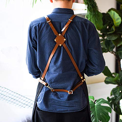YXDZ Delantal De Mezclilla Cafe Jardinero Hornear Leche Té Manicura Tienda Barbero Pintura Honda Ropa De Trabajo Negro 78 * 55Cm
