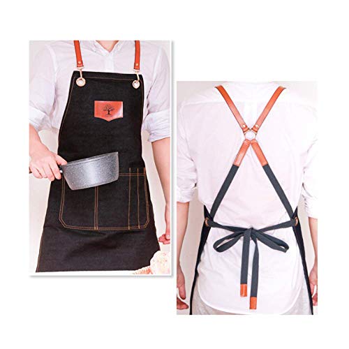 YXDZ Delantal Vaquero Moda Coreana Café Chef Cocina Manicura Ropa De Trabajo China para Hombres Babero