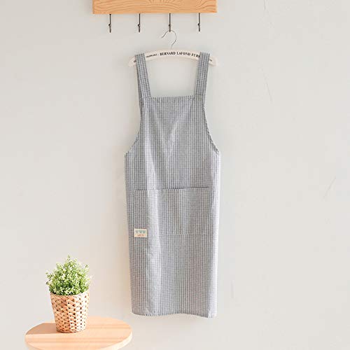 YXDZ Delantal Versión Coreana Femenina De La Cocina Hogar Moda Adultos Monos Cintura Europea Impermeable Y A Prueba De Aceite Cocina Linda Bata Gris Oscuro