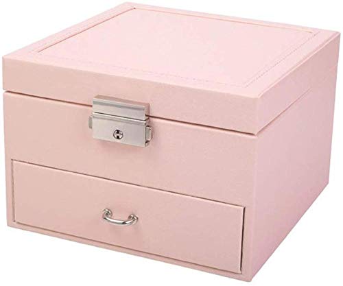 YYANG Joyero Organizador De Joyas con Estuche De Viaje Mini Y Espejo Diseño De Piel Sintética con Interior De Terciopelo,Pink