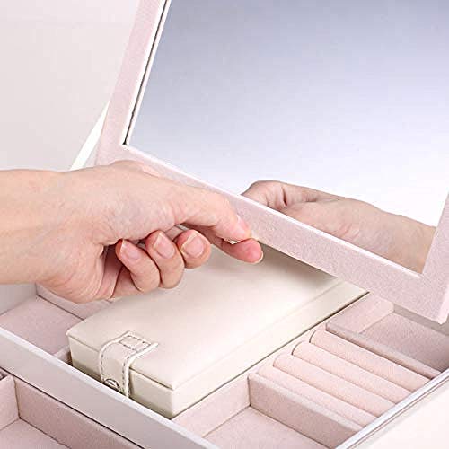 YYANG Organizador De Joyero Estuche De Cuero De Viaje De Cuero De PU Caja De Almacenamiento con Cerradura Regalo para Mujer,Red