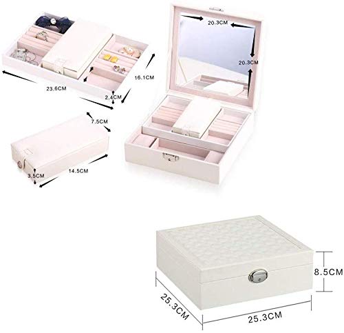 YYANG Organizador De Joyero Estuche De Cuero De Viaje De Cuero De PU Caja De Almacenamiento con Cerradura Regalo para Mujer,Red