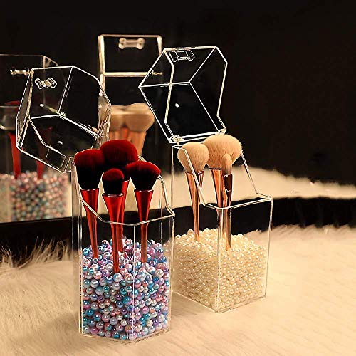 YYANG Organizador De Papelería De Almacenamiento De Marcador De Bolígrafo Estuche De Almacenamiento De Pincel De Maquillaje Lápiz Transparente Lápiz Pantalla De Pie Caja De Cosméticos,Colored Pearls