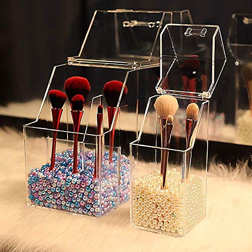 YYANG Organizador De Papelería De Almacenamiento De Marcador De Bolígrafo Estuche De Almacenamiento De Pincel De Maquillaje Lápiz Transparente Lápiz Pantalla De Pie Caja De Cosméticos,Colored Pearls