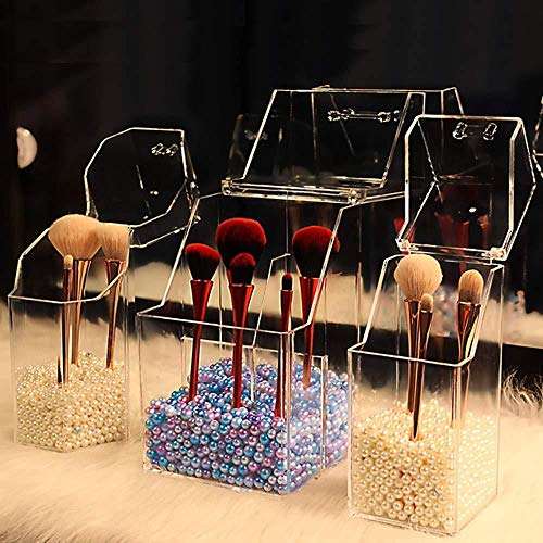 YYANG Organizador De Papelería De Almacenamiento De Marcador De Bolígrafo Estuche De Almacenamiento De Pincel De Maquillaje Lápiz Transparente Lápiz Pantalla De Pie Caja De Cosméticos,Colored Pearls