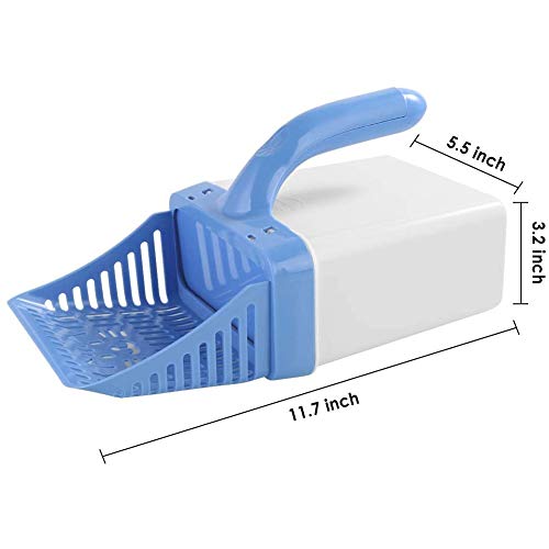 YYDZ 2 en una camada Herramienta de Limpieza útil 1 Gato con el Compartimiento y Basura con una Bolsa de Basura, for la Limpieza de la Arena for Gatos (Color : Blue)