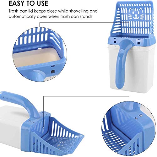 YYDZ 2 en una camada Herramienta de Limpieza útil 1 Gato con el Compartimiento y Basura con una Bolsa de Basura, for la Limpieza de la Arena for Gatos (Color : Blue)