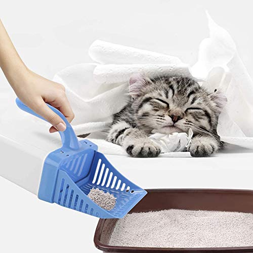 YYDZ 2 en una camada Herramienta de Limpieza útil 1 Gato con el Compartimiento y Basura con una Bolsa de Basura, for la Limpieza de la Arena for Gatos (Color : Blue)