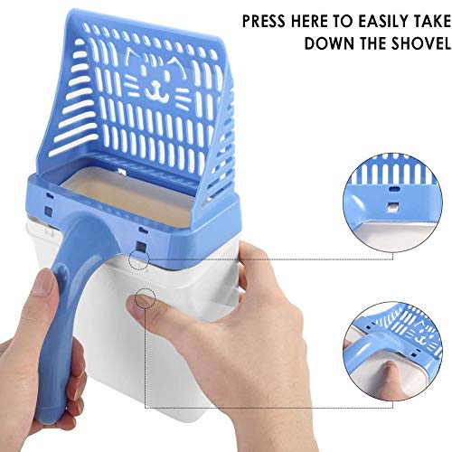 YYDZ 2 en una camada Herramienta de Limpieza útil 1 Gato con el Compartimiento y Basura con una Bolsa de Basura, for la Limpieza de la Arena for Gatos (Color : Blue)