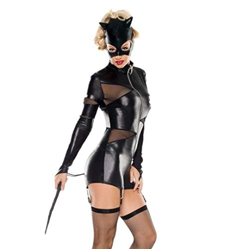 YyiHan Cosplay Disfraz, Traje del funcionamiento de la etapa traje de cuero enmascarado Superwoman siameses Battlewear muchacha del gato salvaje uniforme cosplay del partido del maquillaje de Hallowee