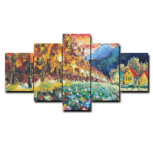 YYJHMK Sin marco Aldea rural Camino Montaje Paisaje Arte Pintura al óleo Lienzo Impresiones de la foto para la cama Sala de estar Decoración para el hogar Imagen 40x60 40x80 40x100cm