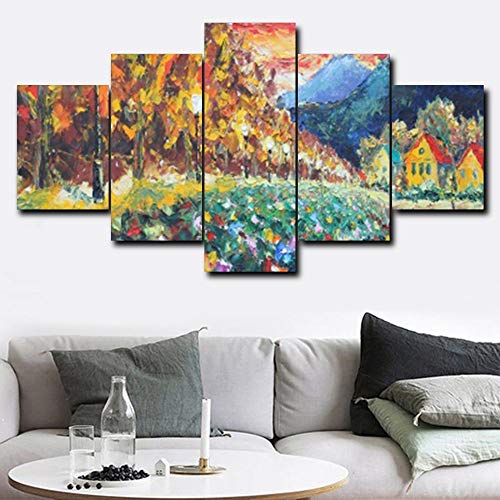 YYJHMK Sin marco Aldea rural Camino Montaje Paisaje Arte Pintura al óleo Lienzo Impresiones de la foto para la cama Sala de estar Decoración para el hogar Imagen 40x60 40x80 40x100cm