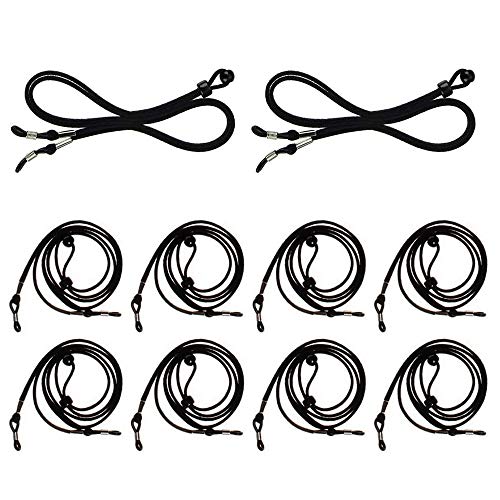 yyuezhi Cordón Antideslizante Ajustable para Gafas Negro Correa de Gafas Cable de Gafas Soporte Ajustable Sistema de Retención de Gafas para los Deportes y Actividades al Aire 10 Piezas