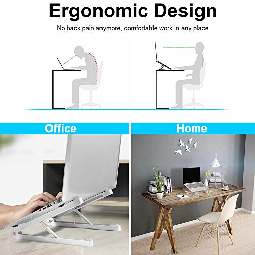 YZPUSI Ajustable Ergonómico PC Laptop Soporte Stand, Portátil Plegable Ventilado Stand Soporte para PC Macbook Computadora Notebook Tableta