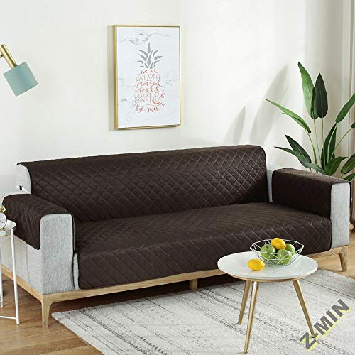 Z-MIN Una Pieza Impermeable No pegajoso Separación del Cabello Orina Anti-Dog Urine Pet Funda para sofá, Funda Impermeable para sofá Black Coffee Color, Single 53 * 190