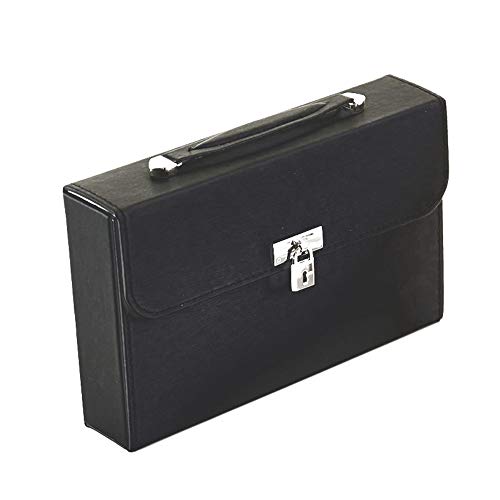 Zacheril Caja De Almacenamiento De Cosméticos Caja de Joyas portátil Corea con Caja de Joyas Simple Pendientes Pendientes Joyas de Mano Caja de Almacenamiento Cerradura Regalo de Boda (Color : Negro)