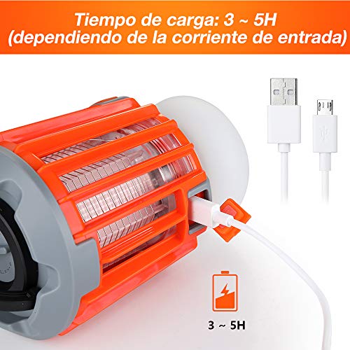 Zacro 2 en 1 Lámpara Antimosquitos IPX6 Impermeable,2000mAh Lámpara Camping, Lámpara LED Portátil Electrico Recargable para Patios, Jardin, Exterior, Acampada