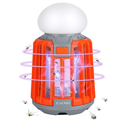 Zacro 2 en 1 Lámpara Antimosquitos IPX6 Impermeable,2000mAh Lámpara Camping, Lámpara LED Portátil Electrico Recargable para Patios, Jardin, Exterior, Acampada