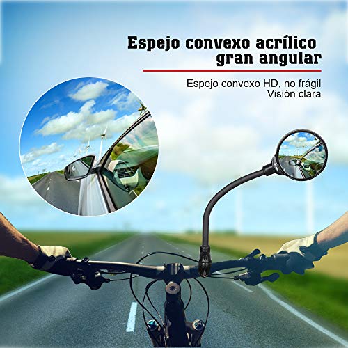 Zacro Espejo Retrovisor de Bicicleta,360° Adjustable para Bicicleta Manillar,Espejor Rotativo Universal,Ángulo Amplio para Carretera Montaña